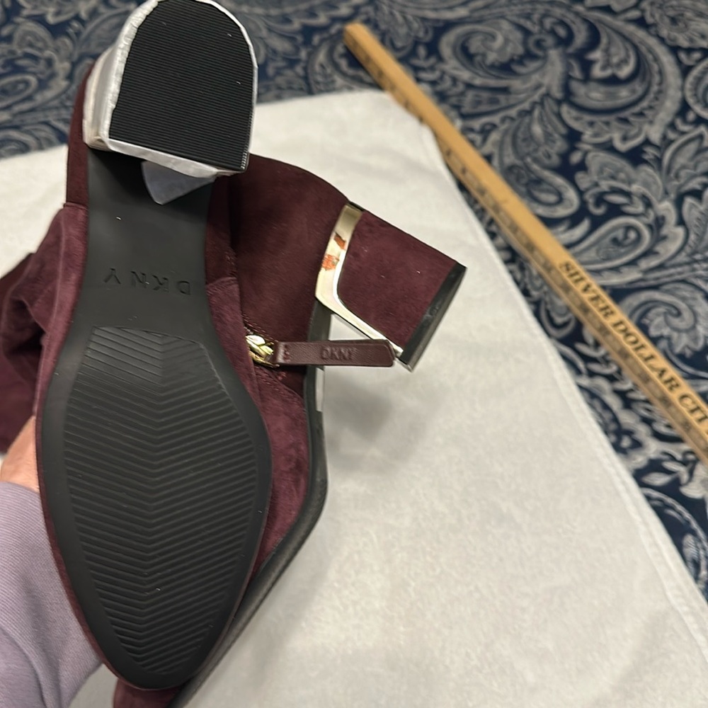 COPY - Beautiful suede and fabric tall dark cranberry DKNY boots never worn! - Picture 2 of 4